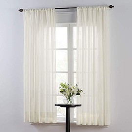 SmartSheer Crushed Voile Sheer Curtain Panel, Ivory, 63"L x 52"W (Single Panel)