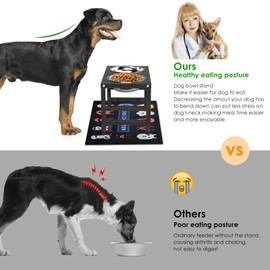 ADENGL Metal Raised Dog Bowl Stand for Large and Medium Dogs, Stronger Elevated Dog Bowls with Sprill Proof Mat, Dog Food & Water Bowls 10" Tall Dog Feeder (42OZ-Stainless Steel Dog Bowls, Mat-16x24)