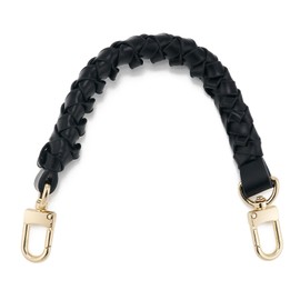 Leather Braided Handle for Neonoe Bucket Pochette Beaubourg Hobo Bag Women Woven Purse Replacement Short Top Handle Strap, Black, DEHS0002-Black