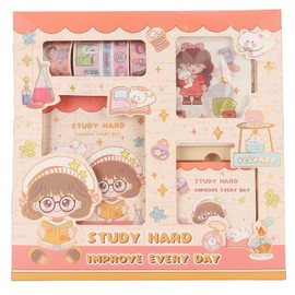 DIY Journal Kit Cute Cartoon Style Clear Pattern Bright Colors Widely Used Girl Scrapbook Kit for Diary Photo Gifting Type 1