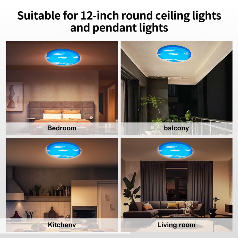 CASAZEN 12" Ceiling Light Cover, 1 Pcs Flush Mount Light