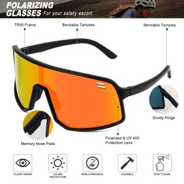 VEWOE Polarized Cycling Glasses Sports Sunglasses for Men Women UV400 Protection MTB Fishing Running Baseball Glasses
