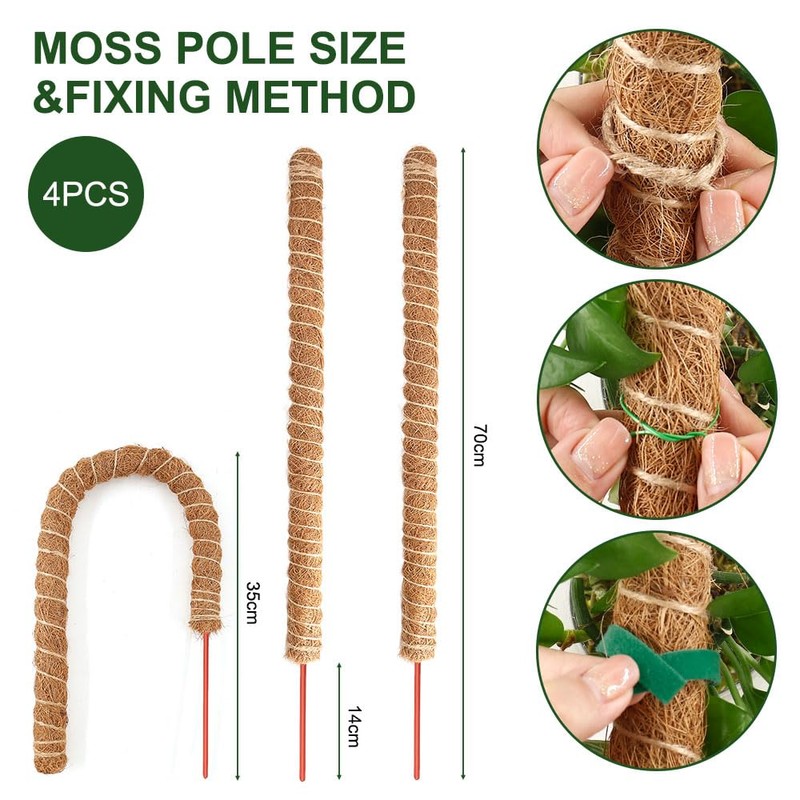 Moss Pole 4pcs 70cm Poles for Plants Bendable Plant Supports