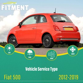 24" 14" 12" Windshield Wiper Blades Replacement for Fiat 500 2012 2013 2014 2015 2016 2017 2018 2019 Premium All Weather Front Rear Wipers Set - OEM Quality (Pack of 3)