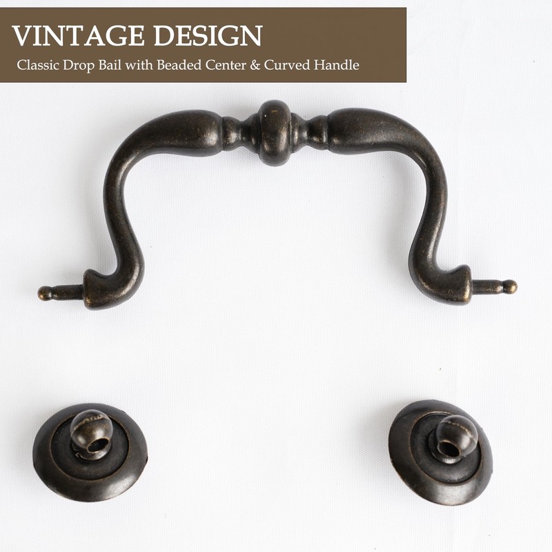 HOUSEHOOK Oil Rubbed Bronze Drop Bail Drawer Pulls 4 Pack,