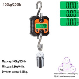 Mougerk Digital Hanging Scales Portable Heavy Duty Crane Scale 100 kg 200 lb 2 AAA Batteries(Not Included)