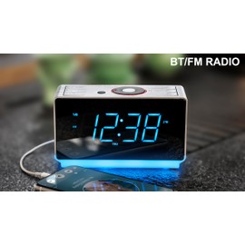 Alarm Clock Radio with Bluetooth, FM Radio, Dual Alarm with Snooze, Large LED Display, Dimmer Control, USB Charging Output and Night Light iTOMA CKS708