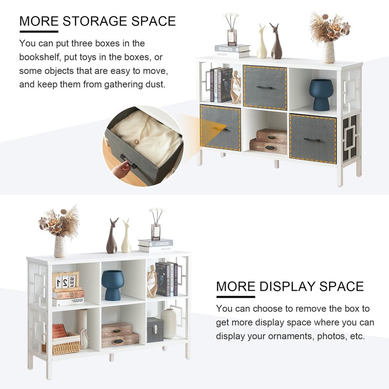 HOMISSUE 6 Cube Storage Organizer Shelf, Rustic Short Bookshelf with
