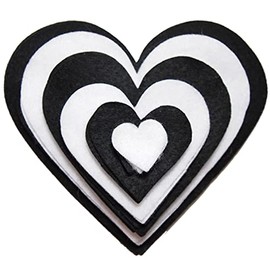 Playfully Ever After 1 to 6 inch Multi-Size Color Pack 24pc Felt Hearts (Black/White)