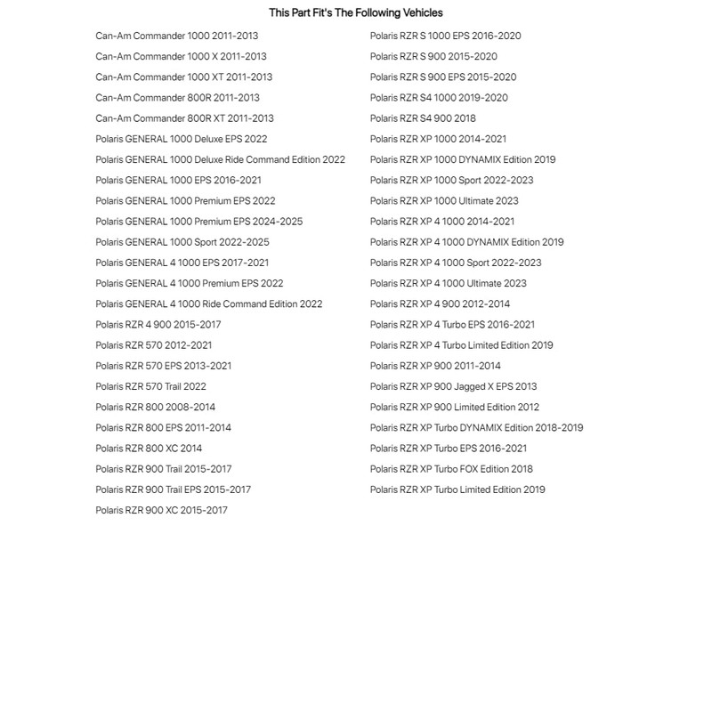 Tusk Steering Rack Boot Kit for Polaris RZR 900 Trail