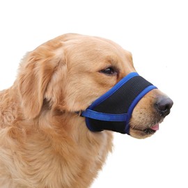 Dog Muzzle Soft and Breathable Prevents Barking, Chewing and Biting Adjustable Straps and Mesh Fabric, Allows Panting and Drinking Pet Supplies for Small, Medium and Large Dogs (Blue,M)