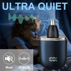 Nose Hair Trimmer for Men and Women, Rechargeable 3-in-1 Trimmer for Eyebrow Fuzz Hair Removal, Detachable Head, Easy to Clean, Portable Travel Size Nose Trimmer, Dual Edged Blades Attachment Brush Cordless Facial