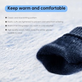 Long Keeper Knitted Winter Gloves for Women Men Elastic Touch Screen Warm Gloves Thermal Fleece Driving Gloves for Walking Running Cycling Outdoor