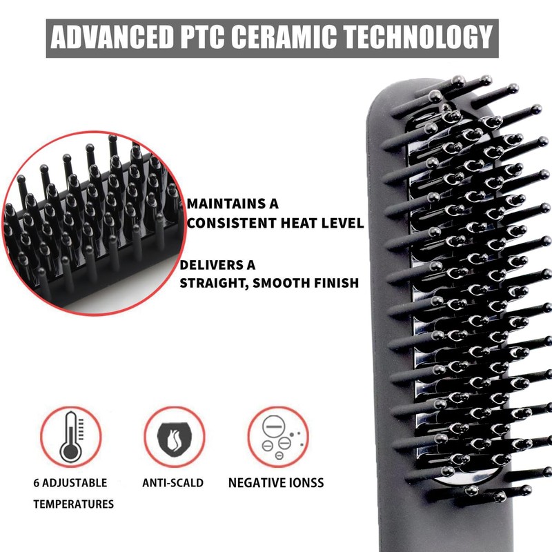 ​​BenRich Beard Straightener for Men, Professional Heated Straightening Comb with