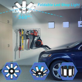 ISKYDRAW LED Garage Light Bulb, 240W Garage Lighting 24000LM with 8+1 Deformable Panels, 6500K Daylight Screw in Garage LED Light, Ceiling Light for Garage Workshop Workbench Basement Attic