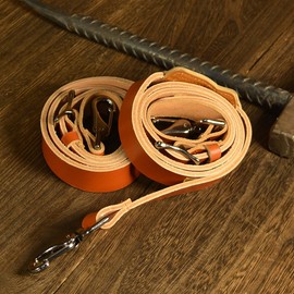 WELKINLAND Buffalo Leather Suspenders - Heavy Duty Work Suspenders for Men, Brown Leather with Hooks