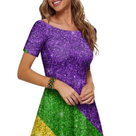 EVER FAITH Rhinestone Crystal Marquise Colorful Mardi Gras Stretch Bracelet, Carnival Holiday Art Deco Costume Party Jewelry Purple Green Yellow Gold-Tone