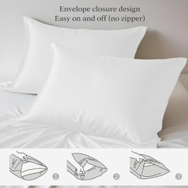 LINENWALAS 100% Organic Bamboo Pillow Cases Pack of 2- Silk Pillowcases for Hair and Skin, Soft, Breathable, Cooling Pillowcases for King Size Pillow (King, White)