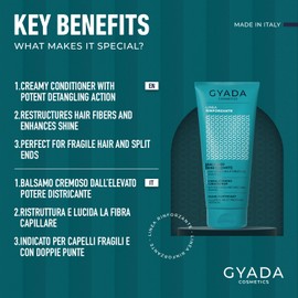 GYADA COSMETICS, Stärkender Conditioner mit Spirulina, mit restrukturierender und stärkender Wirkung, für sprödes Haar, stimuliert das Nachwachsen der Haare, 200 ml