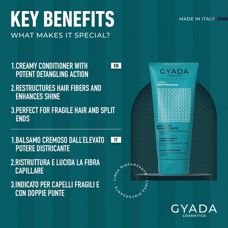 GYADA COSMETICS, Stärkender Conditioner mit Spirulina, mit restrukturierender und stärkender