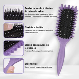 3 PCs Peine para peinar el cabello rizado, Cepillo para cabello rizado con colchón de aire, Cepillo de Rizos para desenredar fácilmente el Cabello Rizado, Aplicable al Cabello Rizado y Similar a la Ola (Morado)