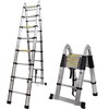 Telescoping Extension Ladder 5M(2.5+2.5m)/16.5 ft Aluminum Extension Telescopic Ladder Multi-Purpose