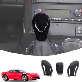 Lcojicep ABS Gear Shift Knob Head Cover Compatible with Corvette C6 2005-2013 ABS Interior Shell Insert Decoration Protector Gear Shifter Cover(Piano Black)