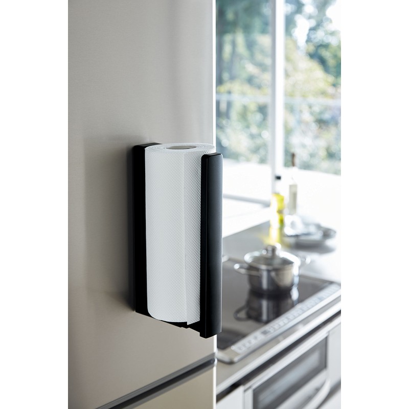 Yamazaki 3399 Magnetic Kitchen Paper Holder with Stopper, Black, Approx.