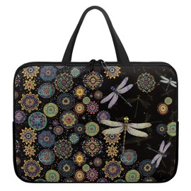 ZIATUBLES Bohemian Flower Dragonfly Print Laptop Sleeve Case Carrying Computer Bag Shockproof Protective Laptop Cover Briefcase Laptop Sleeves with Top Handle for Study Work, 13inch
