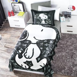 Colchas Concord  Colchas Concord Snoopy black cobertor ligero ultrasuave individual color negro
