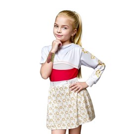 Zombie Girls Cheerleader Dress Movie Character Outfit Kids Print Skirt Set for 3-12 Years