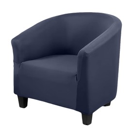 Soft Velvet Tub Chair Cover, 2 IN 1 Design Removable Stretch Club Chair Cover Bucket Chair Covers Armchair Slipcovers Chairs Armchair Seat Covers,Furniture Protectors for Dining Living Room(Dark Blue)