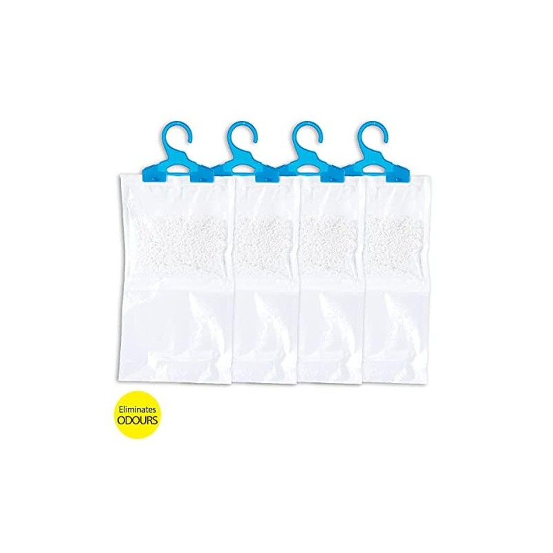 [4PCE] Xtra Kleen Dehumidifier Bag with Hanger, Effective Moisture Absorption,