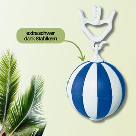 homiez Tablecloth Weight Beach Ball - Extra Heavy (52g) - Tablecloth Weights Against Wind - Set of 4 - with Metal Core - Tablecloth Holder for Garden, Balcony, Camping, Outdoor (Blue)