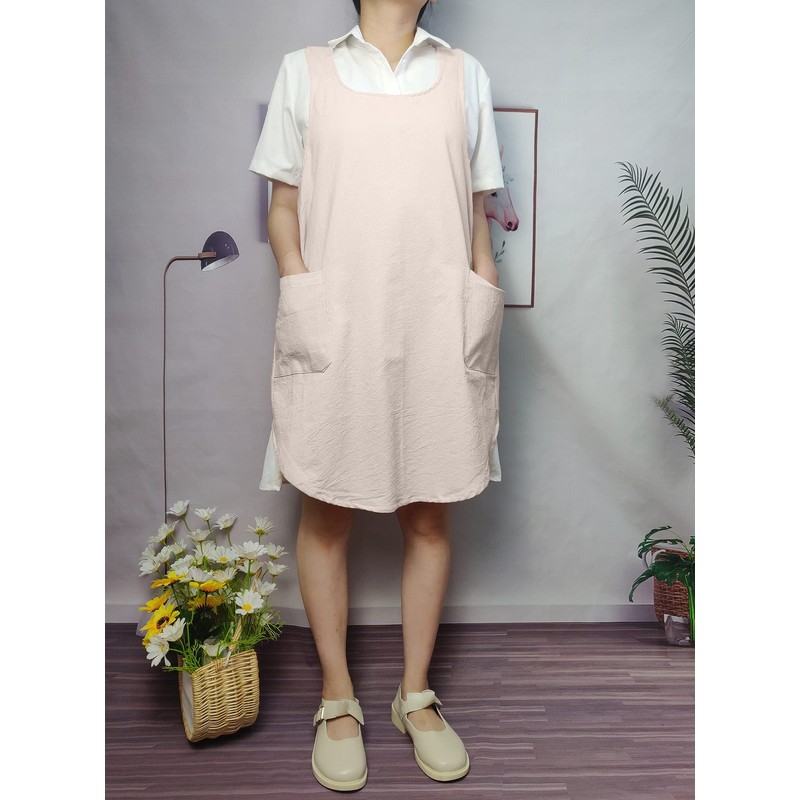 Cotton Cross Back Aprons Solid Color Cooking Kitchen Garden Smock
