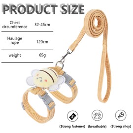 WODJR 1Pcs Cat Harness and Leash for Walking Escape Proof Soft Adjustable Kitten Harnesses for Small Medium Cat Cute Bee Lightweight Petsafe Harness Easy Control Walking Travel Outdoor Petsafe Harness
