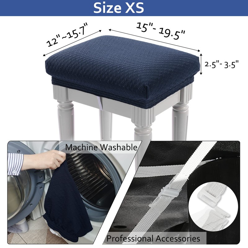 BUYUE 4 pcs Vanity Stool Bench Covers, Luxury Crease-Resistant Jacquard