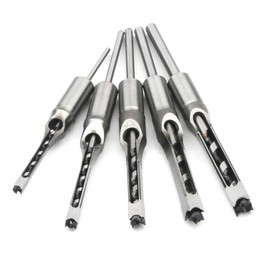 JIUWU Woodworker Square Hole Drill Bits, Mortising Chisel Set, 5pcs Woodworking Square Drill Bits Wood Hole Saw with Twist Drill