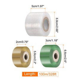 HARFINGTON 3 Rolls Fruit Tree Grafting Tape 2CM 3CM 5CM Width 100M Length Stretchable Garden Grafting Tool Plants Self Adhesive Floristry Film for Floral Tree and Poly Budding, 3 Colors