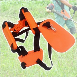 Japard Shoulder Strap for Weed Eater Trimmer, Adjustable & Padded Brush Cutter Double Shoulder Harness, Gardening, Weed Accessories Leaf Brower Orange Black