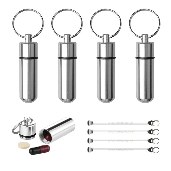 NITAIUN Pack of 4 Pill Box Key Ring Waterproof Portable