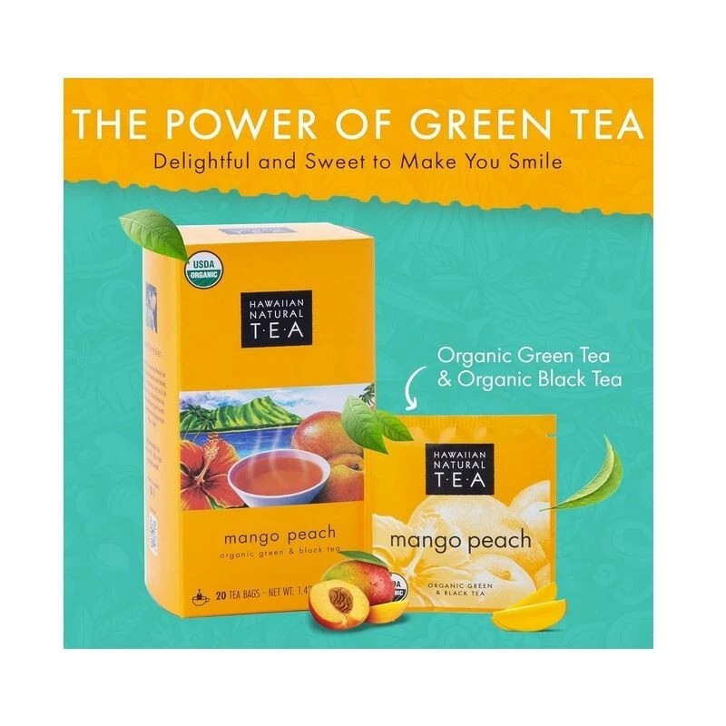 Hawaiian Natural Tea Mango Peach Flavored Organic Tea - Tropical