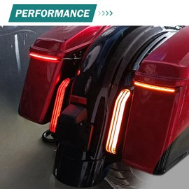 rewmtermoto Motorcycle LED Rear Fender Extension Fascia Mudguard with Turn Signals Brake Running Lights Fit for Harley Touring Road Glide Road King Electra Glide Street Glide 2009-2013 (Red Lens)