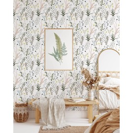 Coloritto Blossom Motifs Wallpaper | Removable Self Adhesive Botanical Wallpaper | Floral Peel and Stick Wallpaper (1 roll 24" W x 120" H)