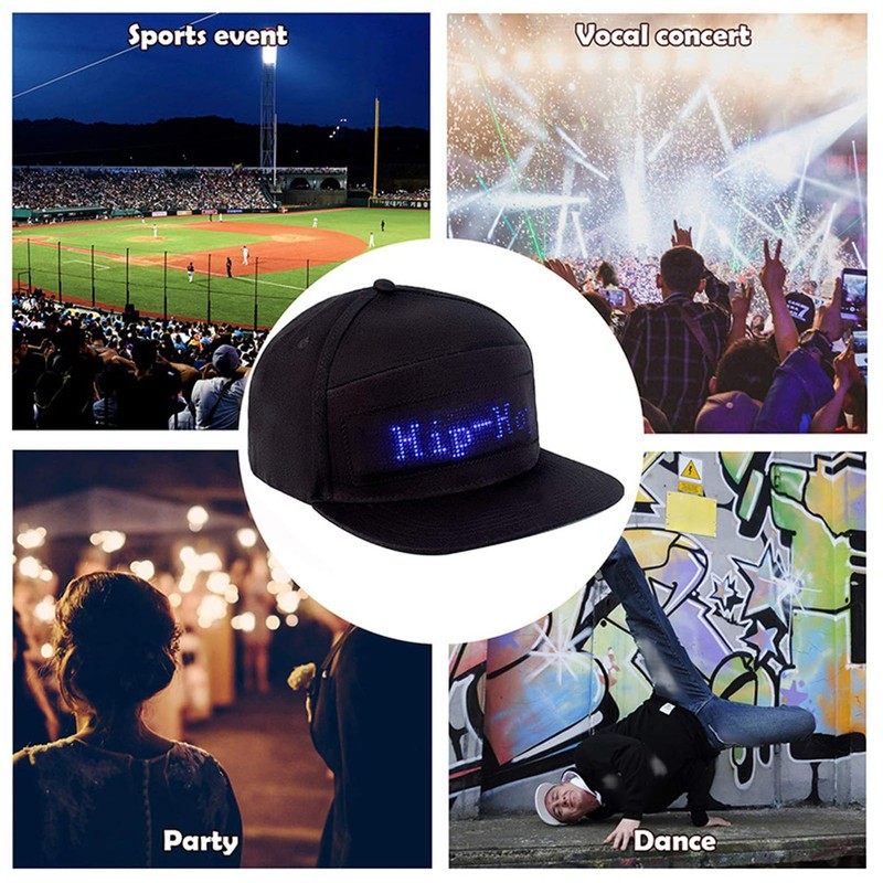 DEWIN LED Hats, Programmable Bluetooth App Control Editable Colorful LED