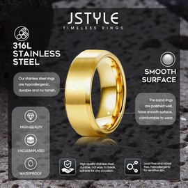 Jstyle Stainless Steel Rings for Men Women 8MM Wedding Band Rings Matte Surface - Beveled Polished Edge Mens Ring Size 9.5 Gold Rings for Men