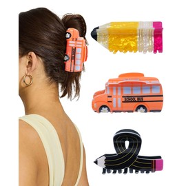 3Pcs Hair Claw Clips for Women - Pencil Funny Claw Clips Back to School Appreciation Teacher Hair Clips