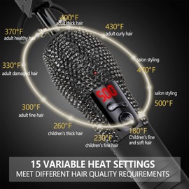 DAN Technology LCD Screen Digital Display Diamond Shaped Hot Comb, Black, 13.1 x 2.3 inches, 500 Degree Plug in Hot Comb with Adjustable Temperatures, Temperature Lock, Suitable for All Hair Types