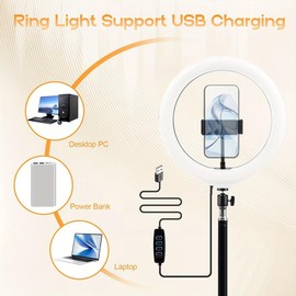 UEGOGO 10-inch RGB Ring Light With Adjustable Tripod Bracket And Mobile Phone Holder, Multi-color Mode Selfie Video Light, Photography Lighting For Selfie, Live Broadcast, Vlog