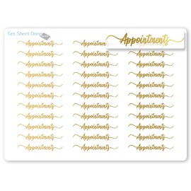 Appointment Script Stickers / 30 Script Text Vinyl Stickers (1.5”) / Calendar Headers/Foiled Transparent/Essential Productivity Life Planner Stickers/Bullet Bujo Journal/Todo (Gold Foiled)